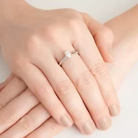 1/2 CT TW Lab Grown Diamond Pear Ring Rhodium Plated Sterling Silver
