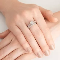 1/2 CT TW Lab Grown Diamond Ring Set Rhodium Plated Sterling Silver