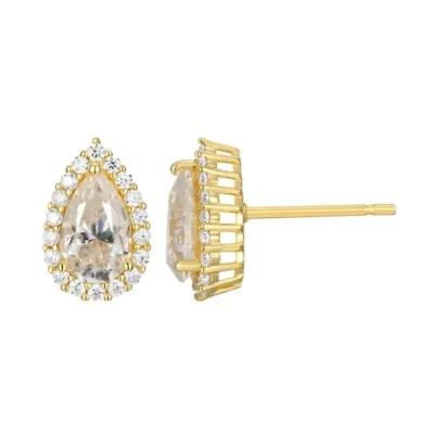 Pear Shaped Moissanite Earrings 18k Gold or Rhodium Plated Sterling Silver