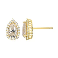 Pear Shaped Moissanite Earrings 18k Gold or Rhodium Plated Sterling Silver