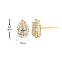 Pear Shaped Moissanite Earrings 18k Gold or Rhodium Plated Sterling Silver