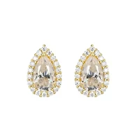 Pear Shaped Moissanite Earrings 18k Gold or Rhodium Plated Sterling Silver