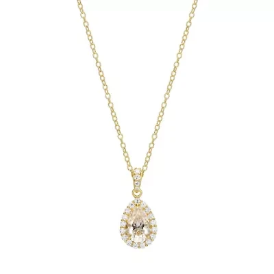 Pear Shaped Moissanite Necklace 18k Gold or Rhodium Plated Sterling Silver