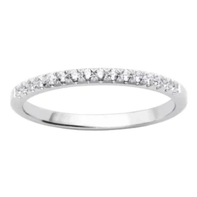 1/6 CT TW Lab Grown Diamond Wedding Band Ring Rhodium Over Sterling Silver