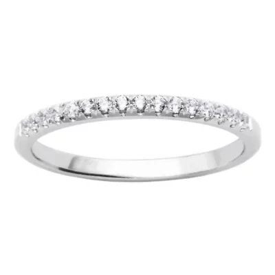 1/6 CT TW Lab Grown Diamond Wedding Band Ring Rhodium Over Sterling Silver