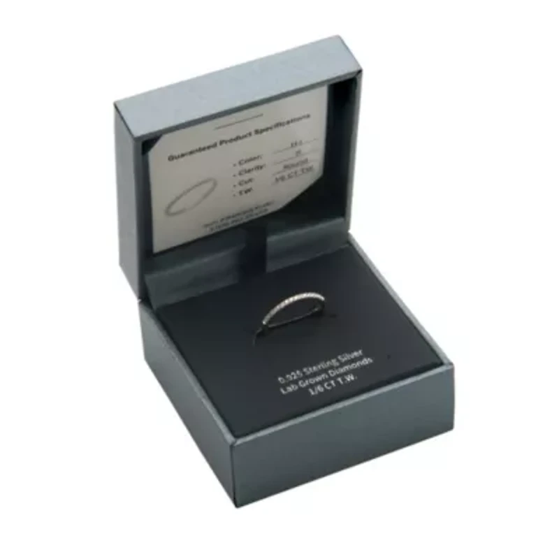 1/6 CT TW Lab Grown Diamond Wedding Band Ring Rhodium Over Sterling Silver