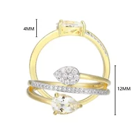 18k Gold Plated Silver 1/5 CTTW Lab Grown Diamond & Birthstone Gemstone Pear Bypass Ring