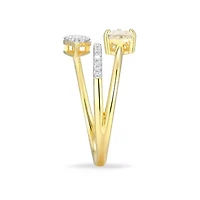 18k Gold Plated Silver 1/5 CTTW Lab Grown Diamond & Birthstone Gemstone Pear Bypass Ring