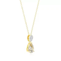 18k Gold Plated Silver 1/10 CTTW Lab Grown Diamond & Birthstone Gemstone Pear Pendant Necklace