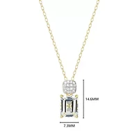 18k Gold Plated Silver 1/10 CTTW Lab Grown Diamond & Birthstone Gemstone Emerald Cut Pendant Necklace