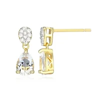 18k Gold Plated Silver 1/10 CTTW Lab Grown Diamond & Birthstone Gemstone Pear Earrings