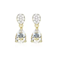 18k Gold Plated Silver 1/10 CTTW Lab Grown Diamond & Birthstone Gemstone Pear Earrings