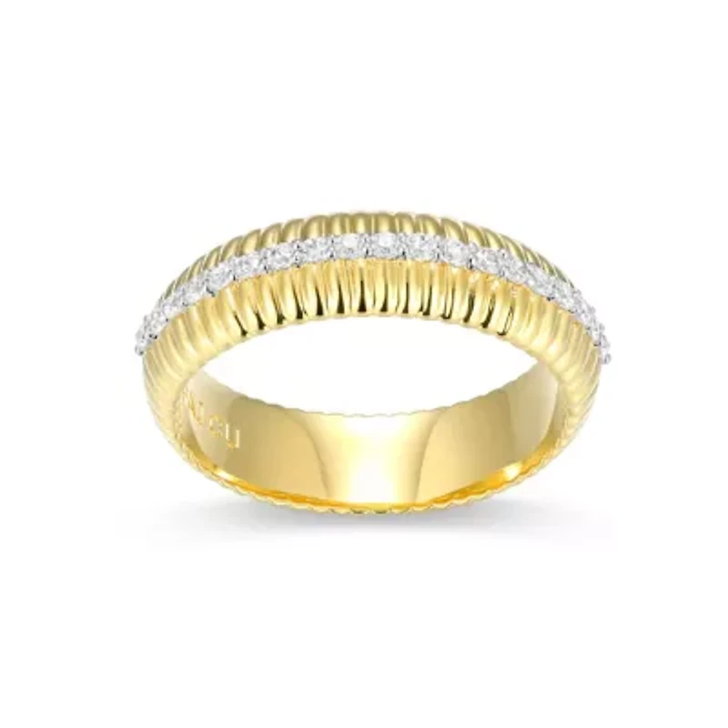 18K Yellow Gold Plated Sterling Silver Women's 1/4 CTTW Lab Grown Diamond Dome Ring