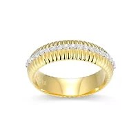 18K Yellow Gold Plated Sterling Silver Women's 1/4 CTTW Lab Grown Diamond Dome Ring