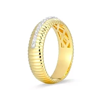 18K Yellow Gold Plated Sterling Silver Women's 1/4 CTTW Lab Grown Diamond Dome Ring