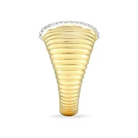 18K Yellow Gold Plated Sterling Silver Women's 1/8 CTTW Lab Grown Diamond X Design Dome Ring