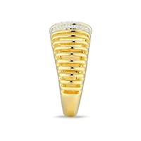 18K Yellow Gold Plated Sterling Silver Women's 1/5 CTTW Lab Grown Diamond Openwork Ribbed Ring