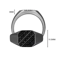 Gunmetal Plated Sterling Silver Men's Genuine Black Sapphire Inlay Ring