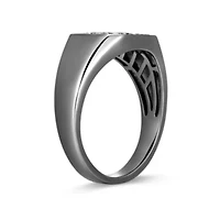 Gunmetal Plated Sterling Silver Men's Genuine Black Sapphire Inlay Ring