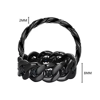 Gunmetal Plated Sterling Silver Men's Genuine Black Sapphire Link Style Ring