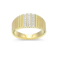 18K Yellow Gold Plated Sterling Silver Women's 1/10 CTTW Lab Grown Diamond Pave Ring