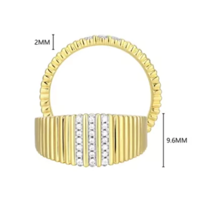 18K Yellow Gold Plated Sterling Silver Women's 1/10 CTTW Lab Grown Diamond Pave Ring