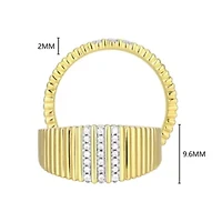 18K Yellow Gold Plated Sterling Silver Women's 1/10 CTTW Lab Grown Diamond Pave Ring