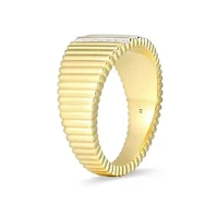 18K Yellow Gold Plated Sterling Silver Women's 1/10 CTTW Lab Grown Diamond Pave Ring