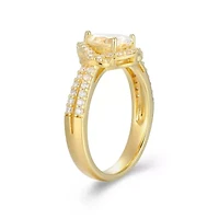 18K Yellow Gold or Rhodium Plated Sterling Silver Moissanite Pear Ring