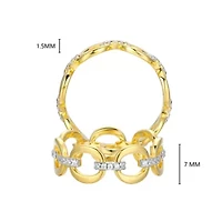 18K Yellow Gold or Rhodium Plated Sterling Silver Moissanite Link Ring
