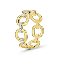 18K Yellow Gold or Rhodium Plated Sterling Silver Moissanite Link Ring
