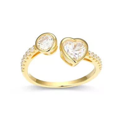 18K Yellow Gold or Rhodium Plated Sterling Silver Moissanite Heart Ring