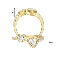 18K Yellow Gold or Rhodium Plated Sterling Silver Moissanite Heart Ring