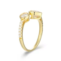 18K Yellow Gold or Rhodium Plated Sterling Silver Moissanite Heart Ring