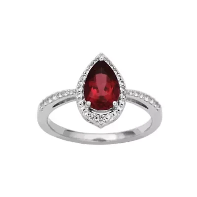 Rhodium Plated Sterling Silver Created Gemstone and 1/5 CTTW Lab Grown Diamond Halo Ring