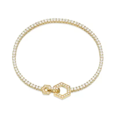 18K Yellow Gold or Rhodium Plated Sterling Silver Moissanite Tennis Bracelet