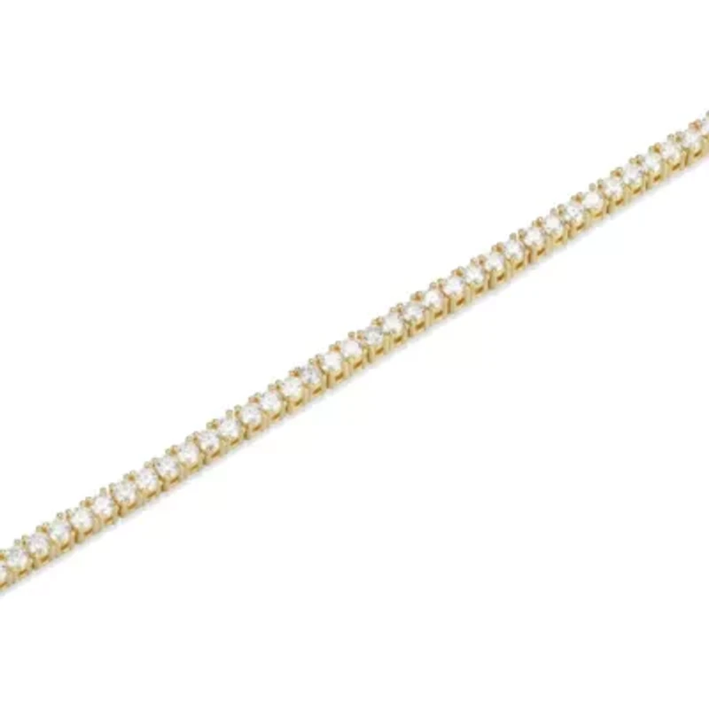 18K Yellow Gold or Rhodium Plated Sterling Silver Moissanite Tennis Bracelet