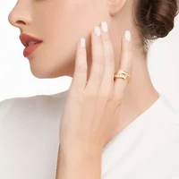 18K Yellow Gold or Rhodium Plated Sterling Silver Moissanite Bypass Ring