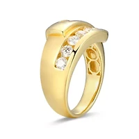 18K Yellow Gold or Rhodium Plated Sterling Silver Moissanite Bypass Ring