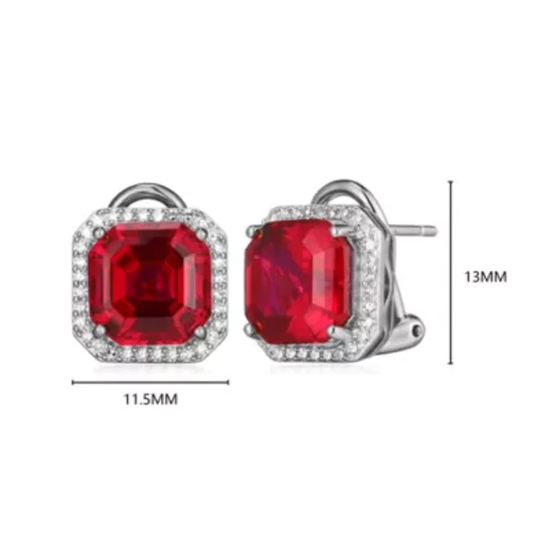 Rhodium Plated Sterling Silver Created Gemstone and 1/3 CTTW Lab Grown Diamond Stud Earrings