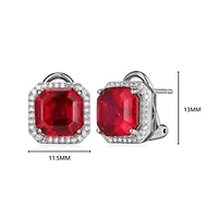 Rhodium Plated Sterling Silver Created Gemstone and 1/3 CTTW Lab Grown Diamond Stud Earrings