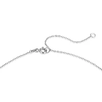 Rhodium Plated Sterling Silver Created Gemstone and 1/10 CTTW Lab Grown Diamond Solitaire Pendant Necklace