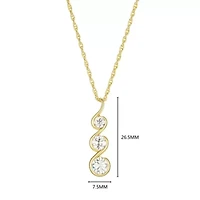 18K Yellow Gold or Rhodium Plated Sterling Silver Moissanite Three Stone Pendant Necklace