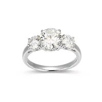 Lab Created Rhodium Plated Sterling Silver Women's Moissanite Three-stone Engagement Ring