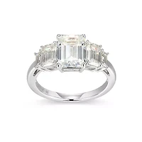 Lab Created Rhodium Plated Sterling Silver Women's Moissanite Five-stone Ring