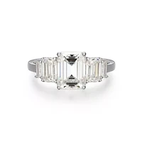 Lab Created Rhodium Plated Sterling Silver Women's Moissanite Five-stone Ring