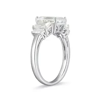 Lab Created Rhodium Plated Sterling Silver Women's Moissanite Five-stone Ring