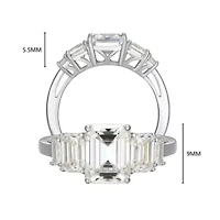 Lab Created Rhodium Plated Sterling Silver Women's Moissanite Five-stone Ring
