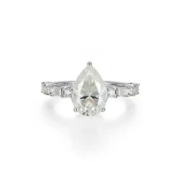 Lab Created Rhodium Plated Sterling Silver Women's Moissanite Enagement Ring