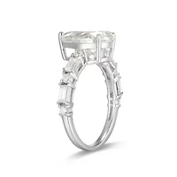 Lab Created Rhodium Plated Sterling Silver Women's Moissanite Enagement Ring